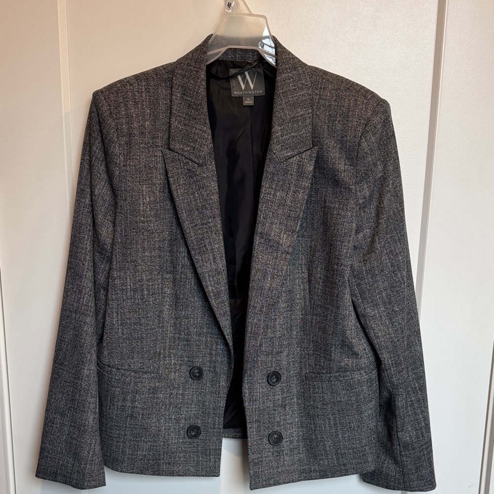 Worthington Ladies Gray Double-Breasted Blazer